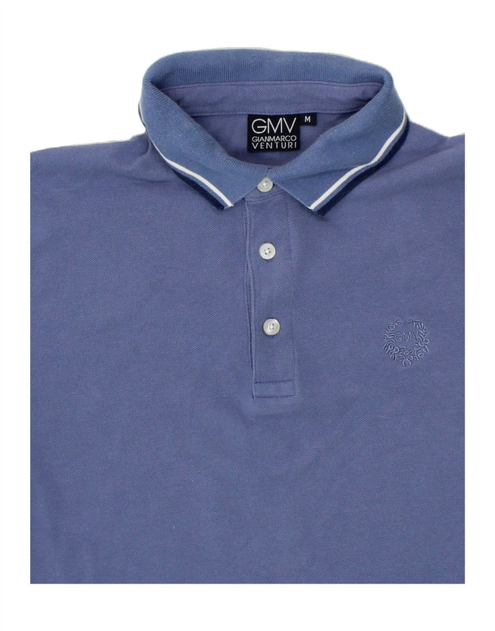 GIANMARCO VENTURI Mens Long Sleeve Polo Shirt Medium Blue Cotton Vintage Gianmarco Venturi and Second-Hand Gianmarco Venturi from Messina Hembry 