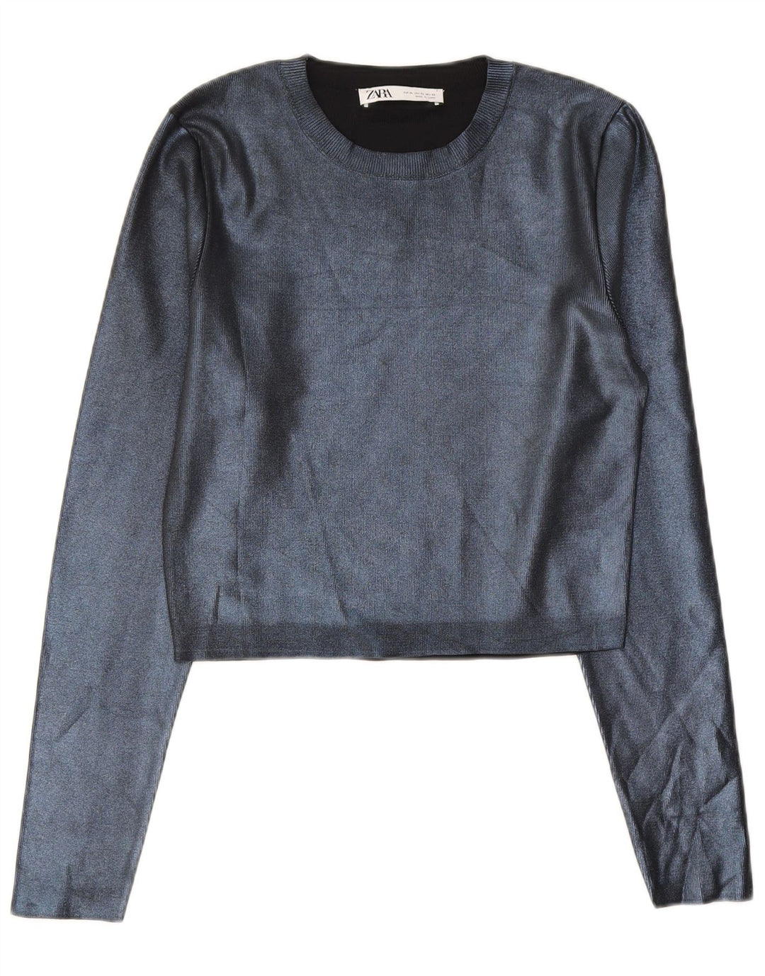 Zara Womens Crop Top UK 18 XL Navy Blue Polyester