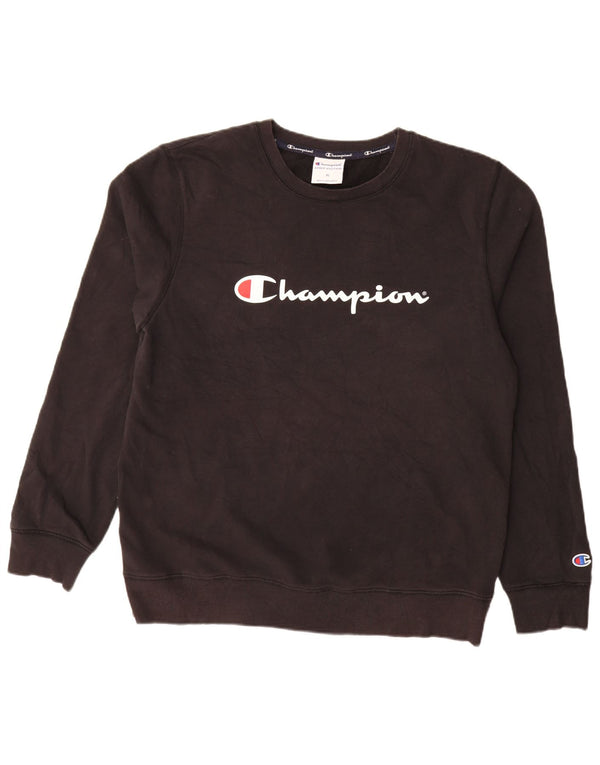 Champion Mens Graphic Sweatshirt Jumper XL Black Cotton