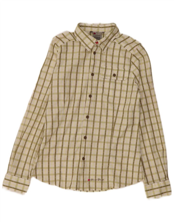 Camicia da ragazzo Think Pink 11-12 anni in poliestere a quadri bianco sporco medio