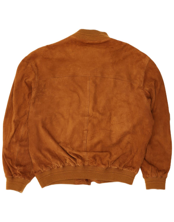 Vintage hombres ante bomber chaqueta IT 54 2XL cuero beige