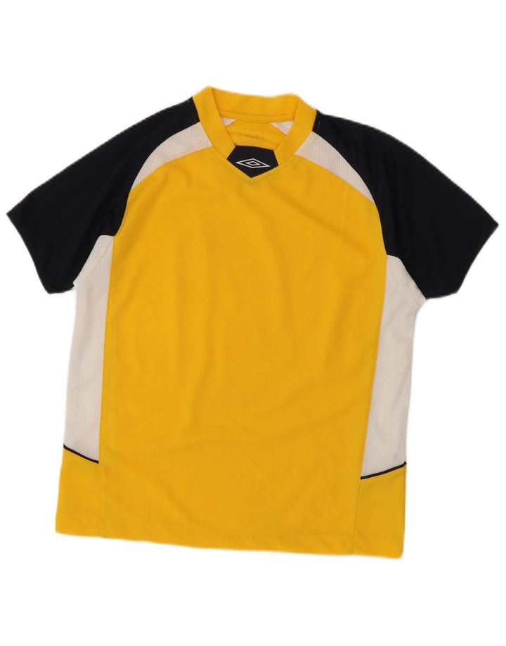 Umbro Mens Graphic T-Shirt Top Small Yellow Colourblock Polyester