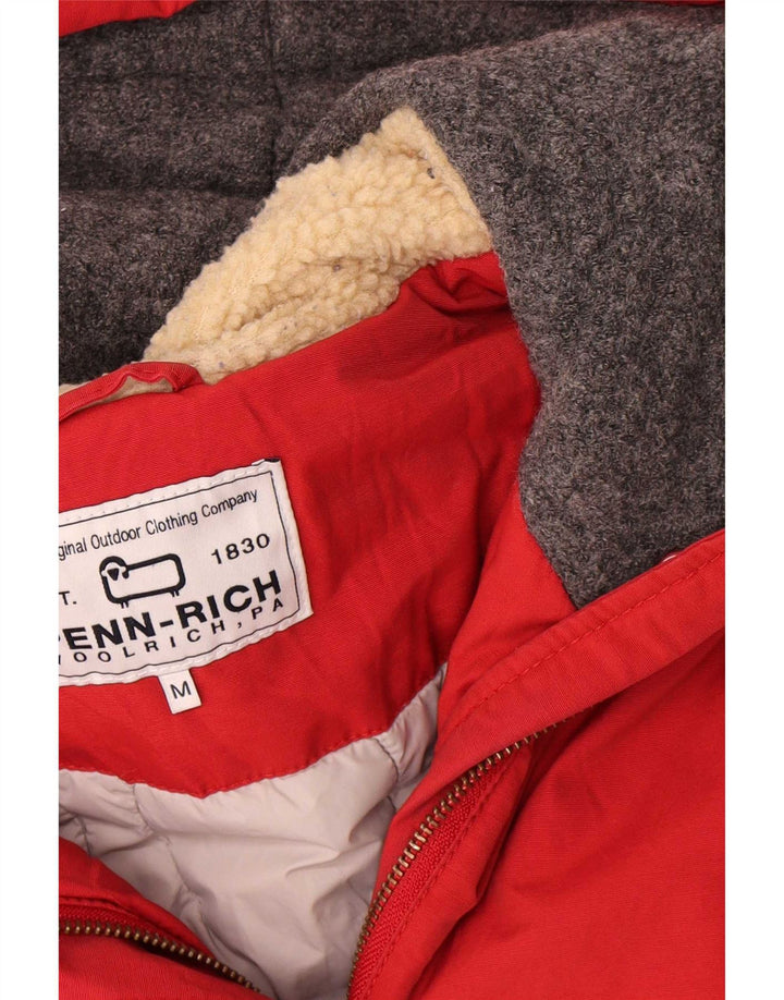Giacca Parka con cappuccio da donna Woolrich UK 14 cotone rosso medio