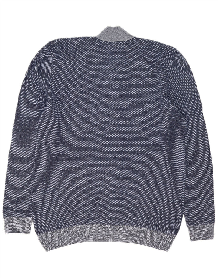 Lacoste Mens Cardigan Sweater Size 5 Large Navy Blue Flecked