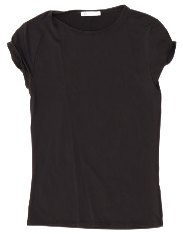Zara Womens T-Shirt Top UK 12 Medium Black