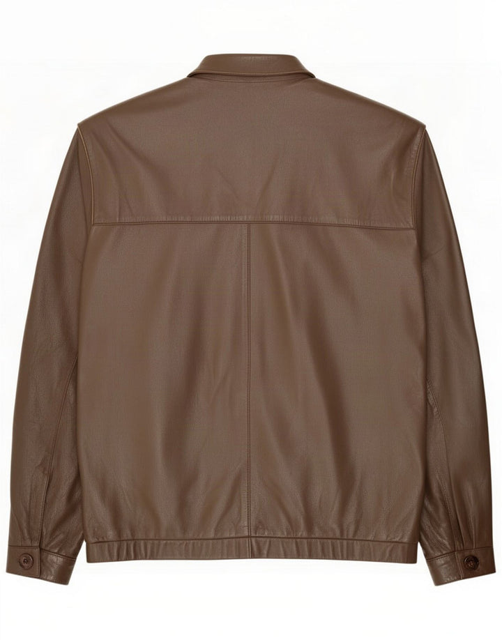 Vintage Mens Bomber Leather Jacket IT 50 Large Brown