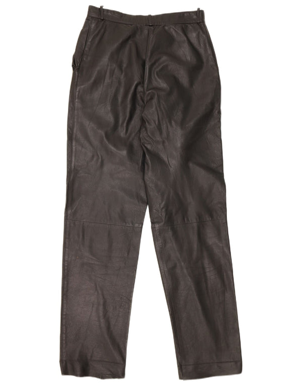 Vintage γυναικείο ίσιο δερμάτινο παντελόνι IT 44 Medium W26 L31 μαύρο δέρμα