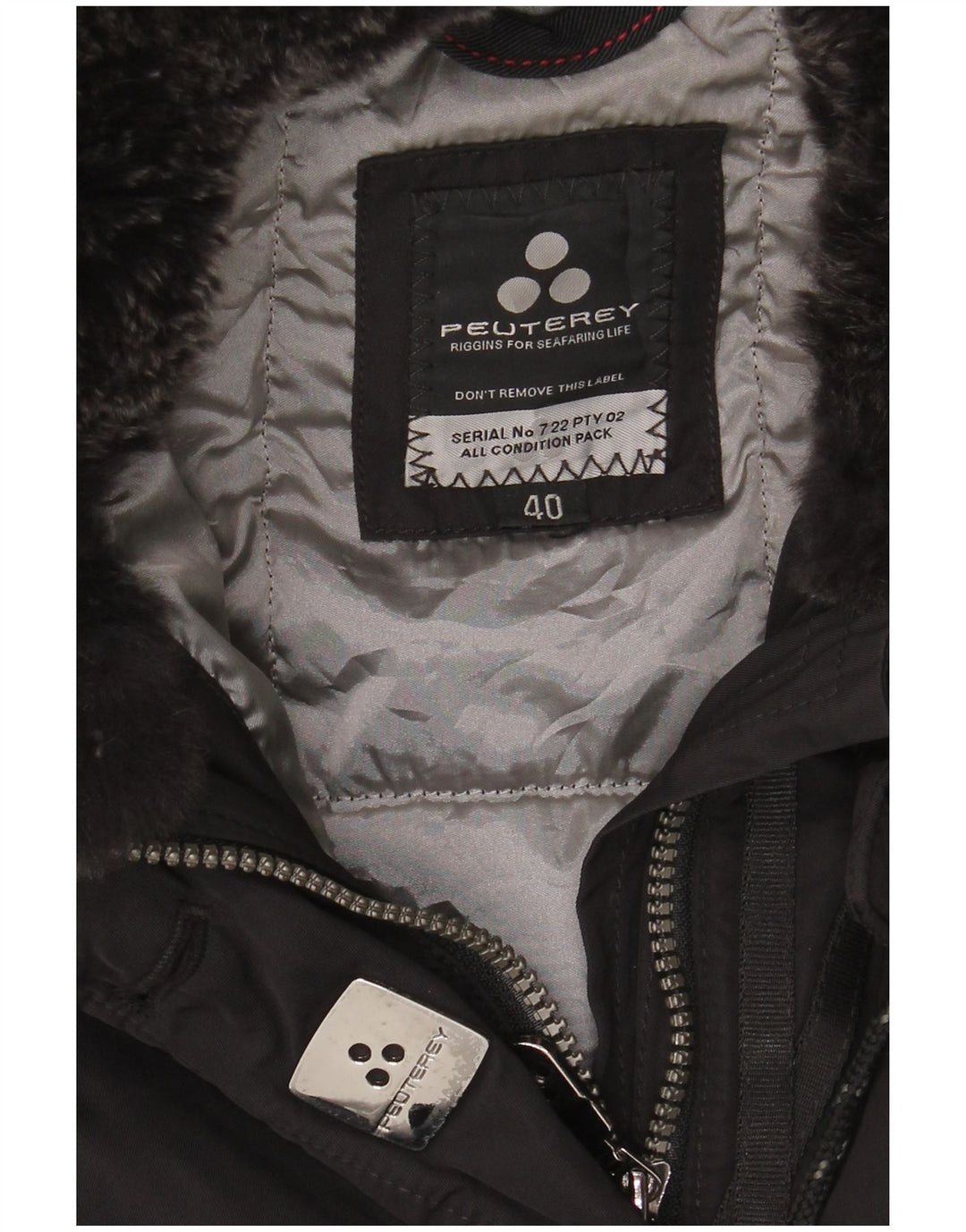 PEUTEREY Womens Hooded Padded Coat EU 40 Medium Black