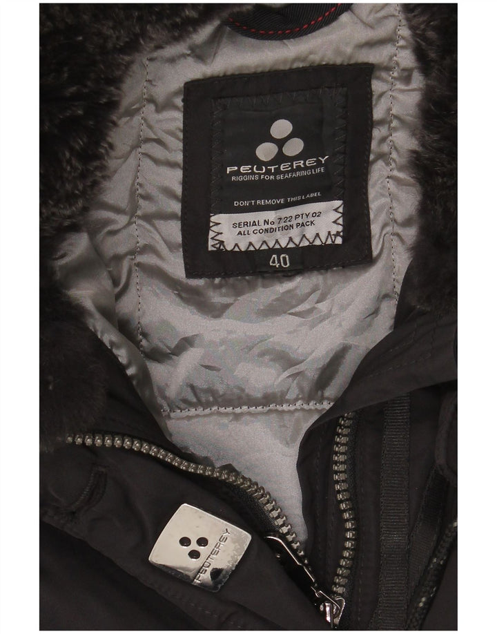 PEUTEREY Womens Hooded Padded Coat EU 40 Medium Black