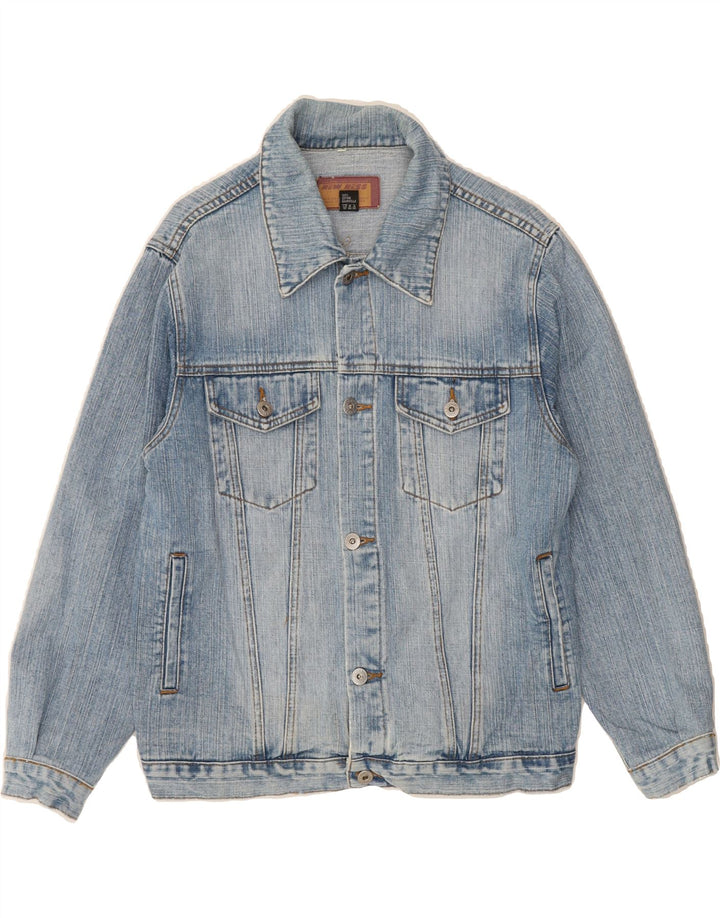 VINTAGE Womens Denim Jacket UK 16 Large Blue Cotton Vintage Vintage and Second-Hand Vintage from Messina Hembry 