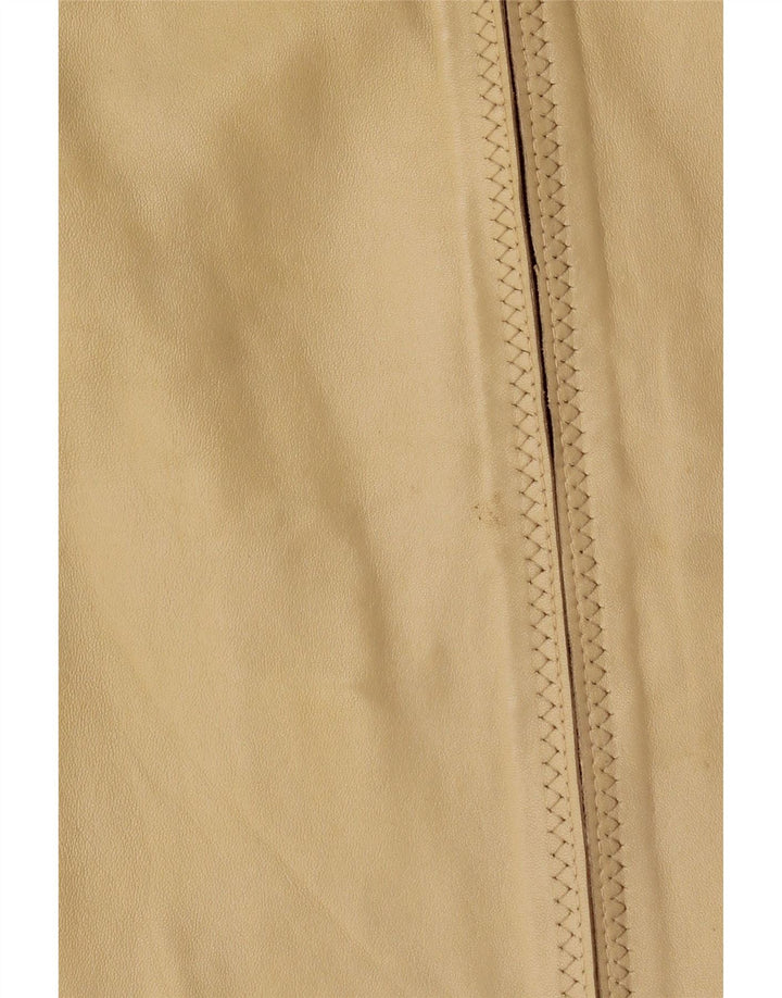 Helium Womens Crop Leather Jacket UK 14 Medium Beige Leather