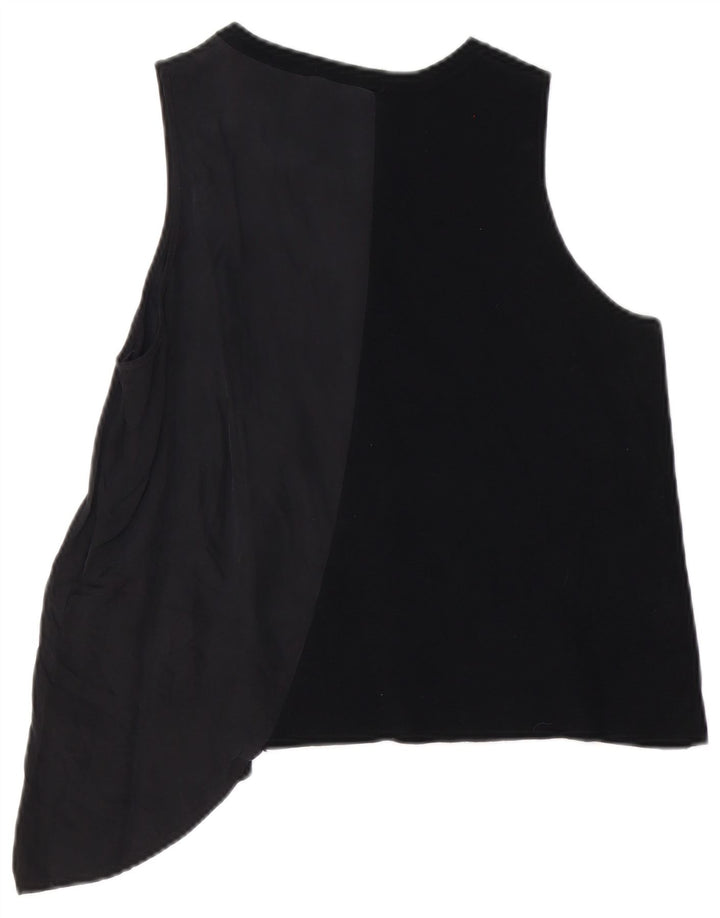 Zara Womens Asymmetric Vest Top UK 16 Large Black Cupro