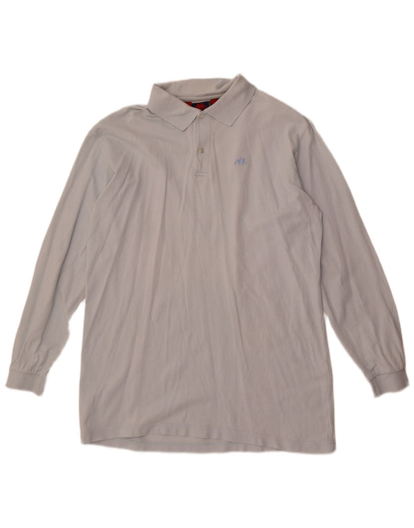 Kappa Mens Long Sleeve Polo Shirt Medium Blue Cotton