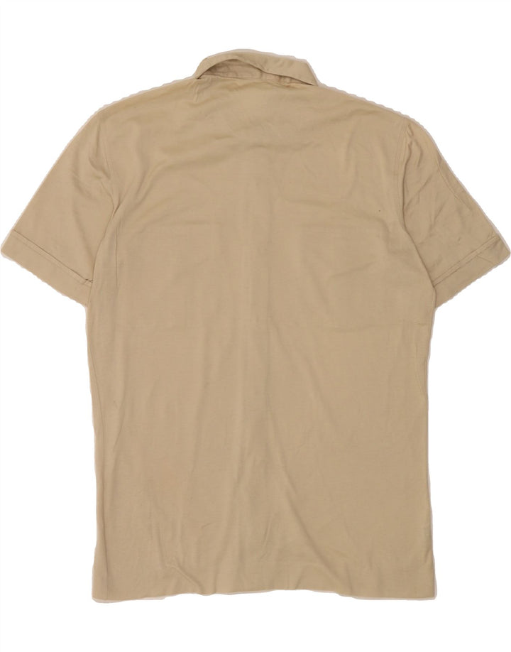 VINTAGE Mens Short Sleeve Shirt Small Beige Cotton Vintage Vintage and Second-Hand Vintage from Messina Hembry 