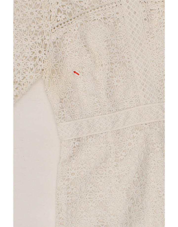 MONSOON Womens Crochet Sheath Dress UK 12 Medium White Paisley Polyester Vintage Monsoon and Second-Hand Monsoon from Messina Hembry 