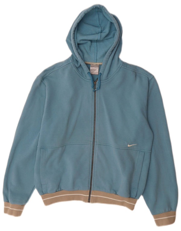Nike hættetrøje med lynlås til kvinder UK 8/10 Small Blue Cotton Sports