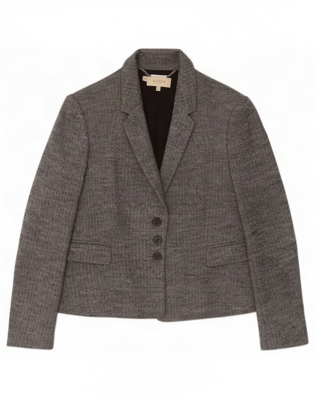 Giacca blazer a 3 bottoni da donna Hobbs UK 14 grande spina di pesce grigia