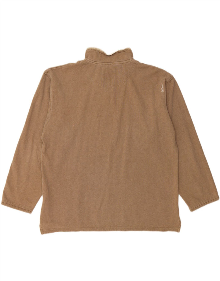 Fat Face Herre Zip Neck Sweatshirt Jumper Medium Beige Bomuld