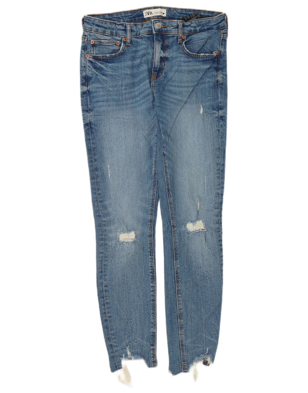 Zara Womens Distressed Skinny Jeans EU 40 Medium W30 L28 Blue Cotton