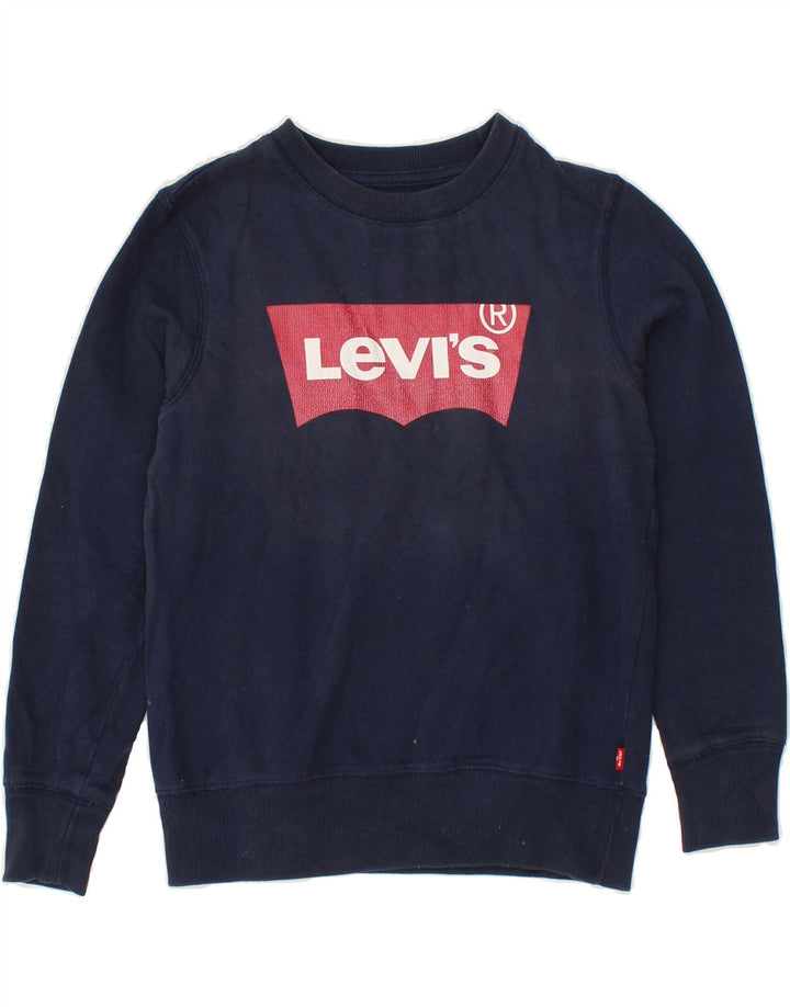 LEVI'S Boys Graphic Sweatshirt Jumper 9-10 Years  Navy Blue Cotton Vintage Levi's and Second-Hand Levi's from Messina Hembry 