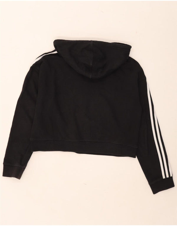 Felpa oversize corta Adidas da donna, maglione UK 10, piccolo cotone nero