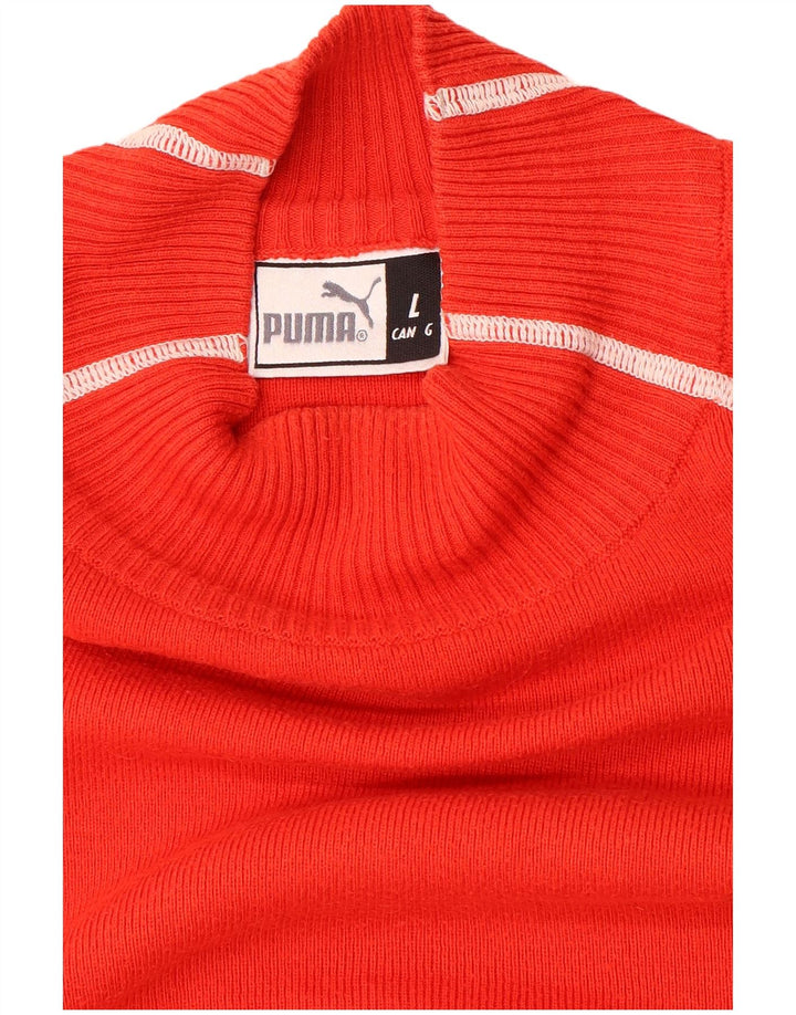 Puma Mens Turtle Neck Jumper Sweater Large Red Colourblock