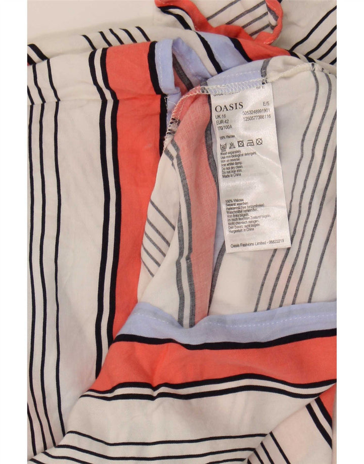 Oasis Womens Blouse Top UK 16 Large Multicoloured Striped Viscose
