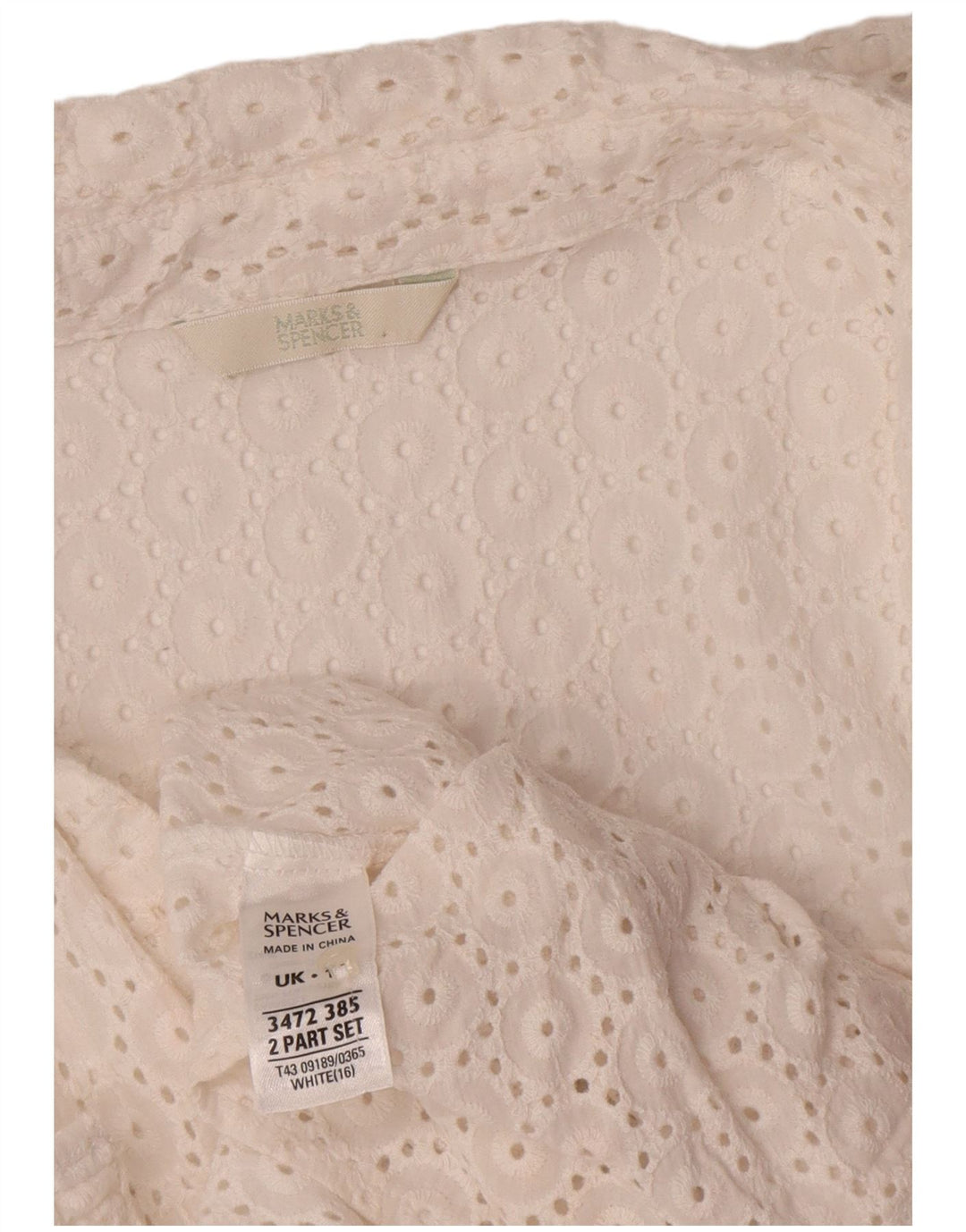 Marks & Spencer Womens See Through Shirt Blouse UK 16 Large White