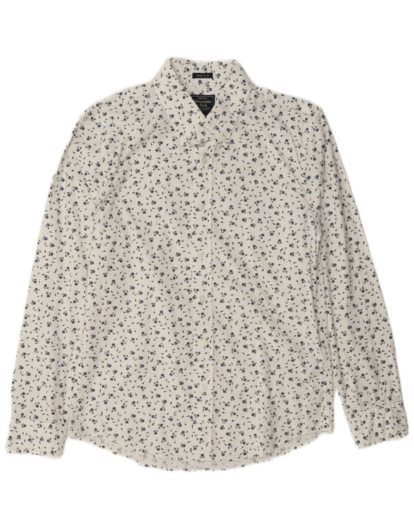Abercrombie & Fitch Herren-Hemd mit Super-Slim-Passform, Größe S, Weiß, Blumenmuster, Baumwolle