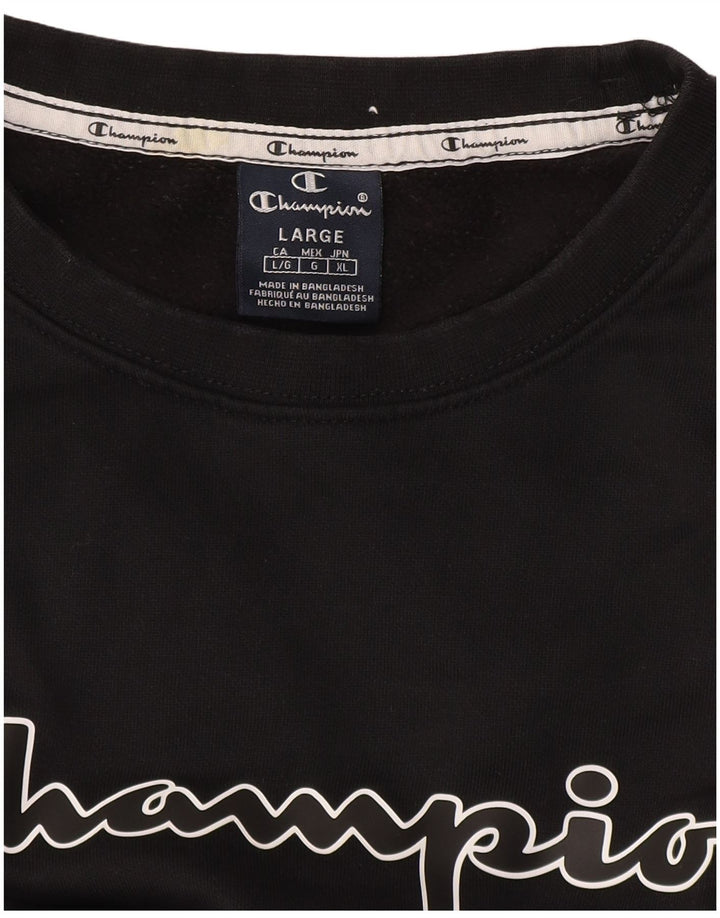 Champion Mens Graphic Sweatshirt Jumper Large Black