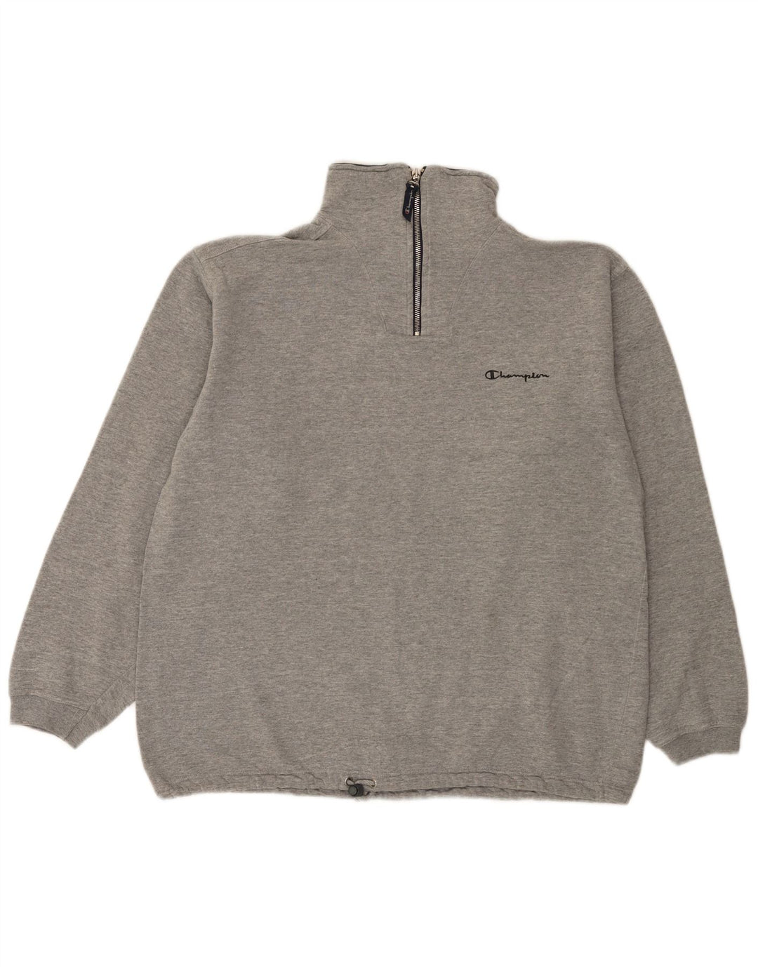CHAMPION Herre Zip Neck Sweatshirt Jumper Stor Grå Bomuld