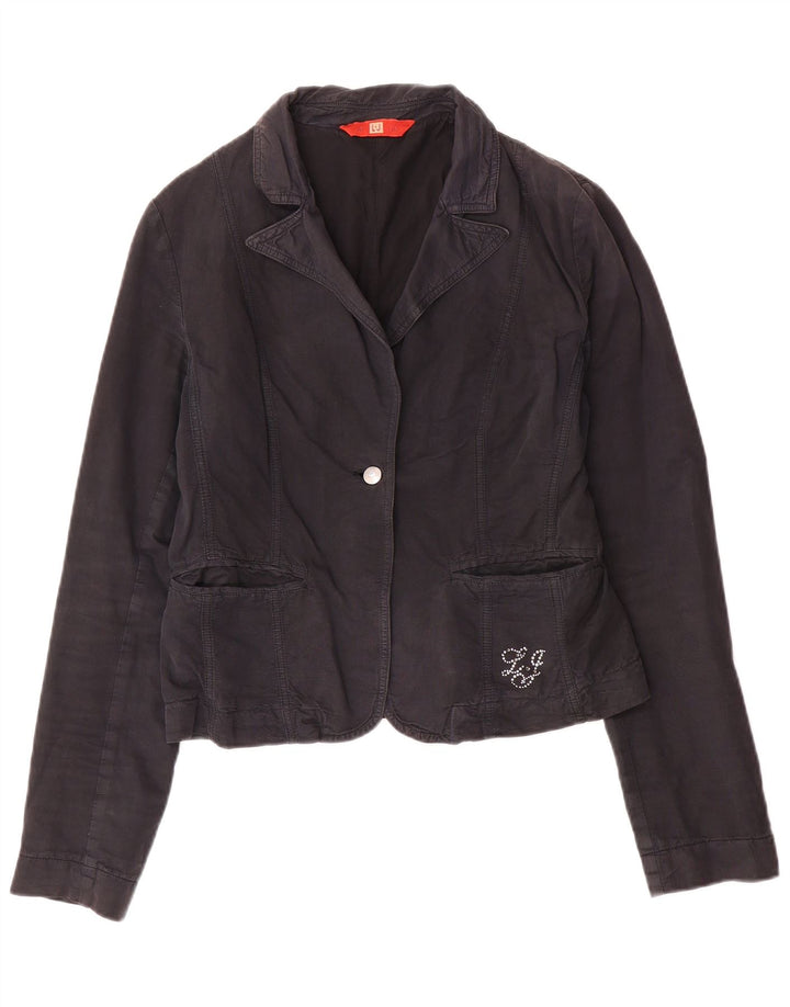 Liu Jo Dame 1 Knap Blazer Jakke IT 46 Stor Marineblå Bomuld