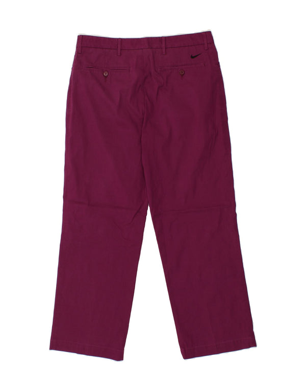 NIKE Womens Straight Casual Trousers Medium W32 L27  Pink Cotton