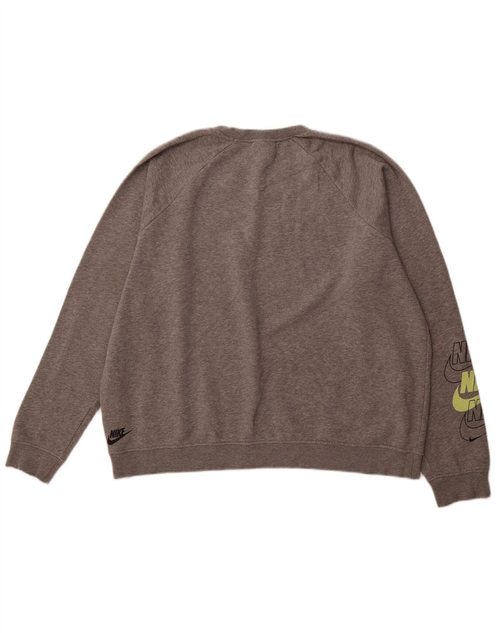 NIKE Mens Graphic Moletom Jumper XL Cinza Algodão