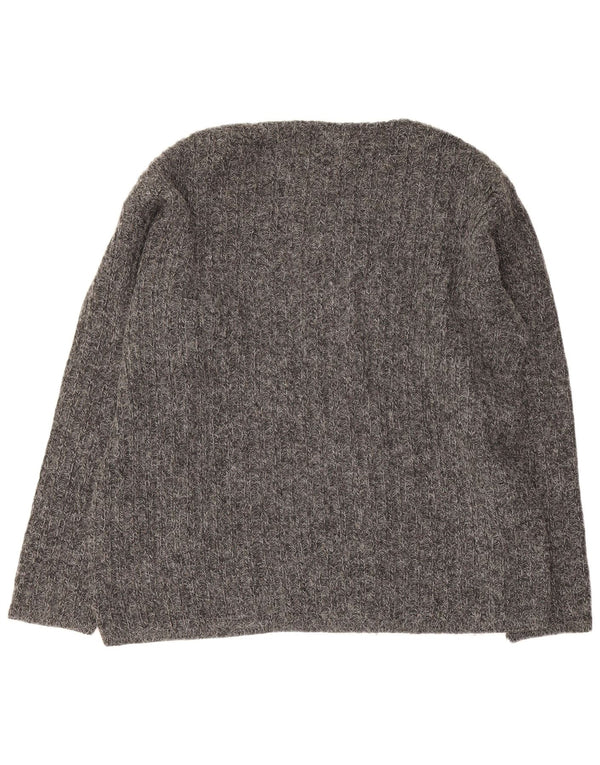 Rifle Mens V-Neck Jumper Sweater Large Grey Acrylic