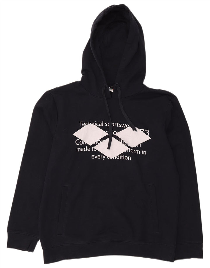 ARENA Mens Graphic Hoodie Jumper Large Navy Blue Polyester