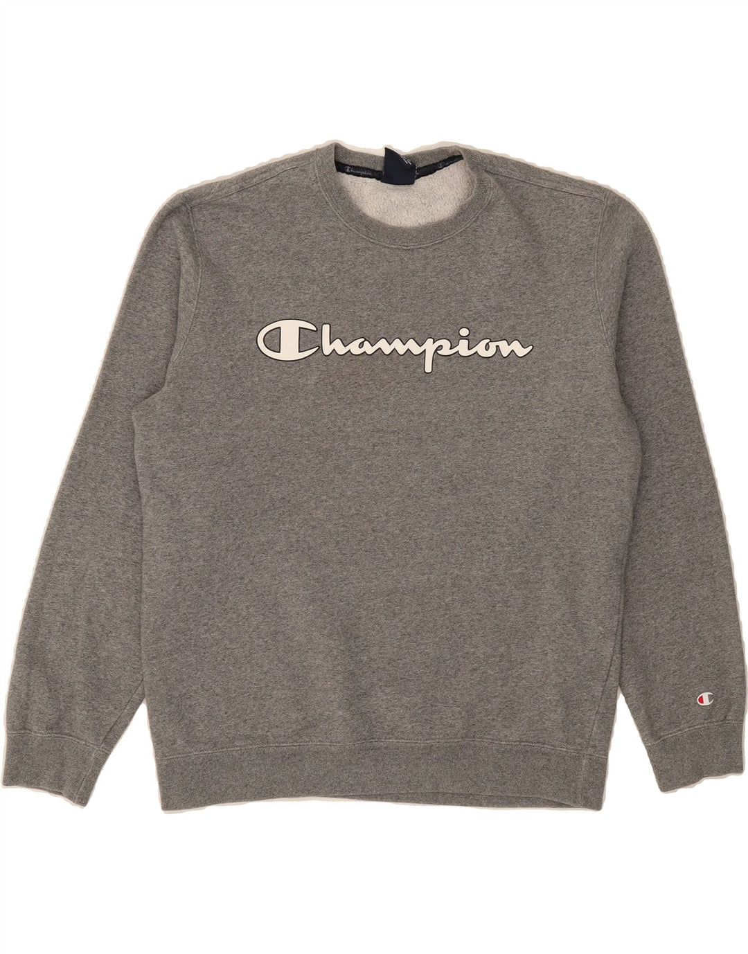 CHAMPION Mens Graphic Sweatshirt Jumper Large Grey Cotton Vintage Champion and Second-Hand Champion from Messina Hembry 