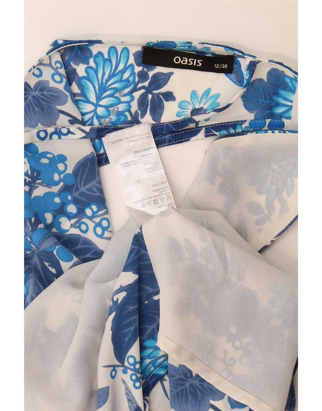Oasis Dame ærmeløs bluse Top UK 12 Medium Blue Floral Polyester