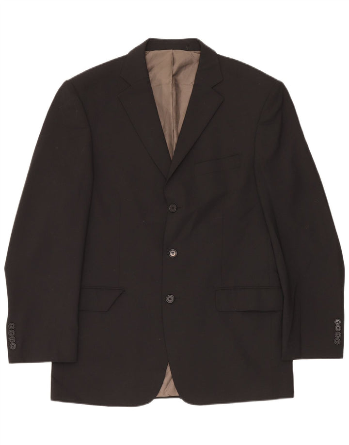 Marks & Spencer Mens 3 Button Blazer Jacket UK 40 Large Black Polyester