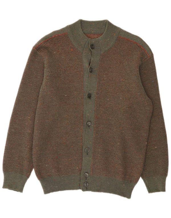 Vintage Mens Cardigan Sweater Medium Brown Flecked Wool