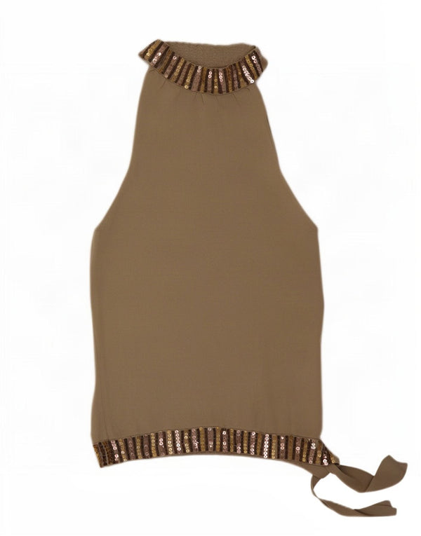 Zara Damen Neckholder-Top UK 12 Mittelgrauer Rayon