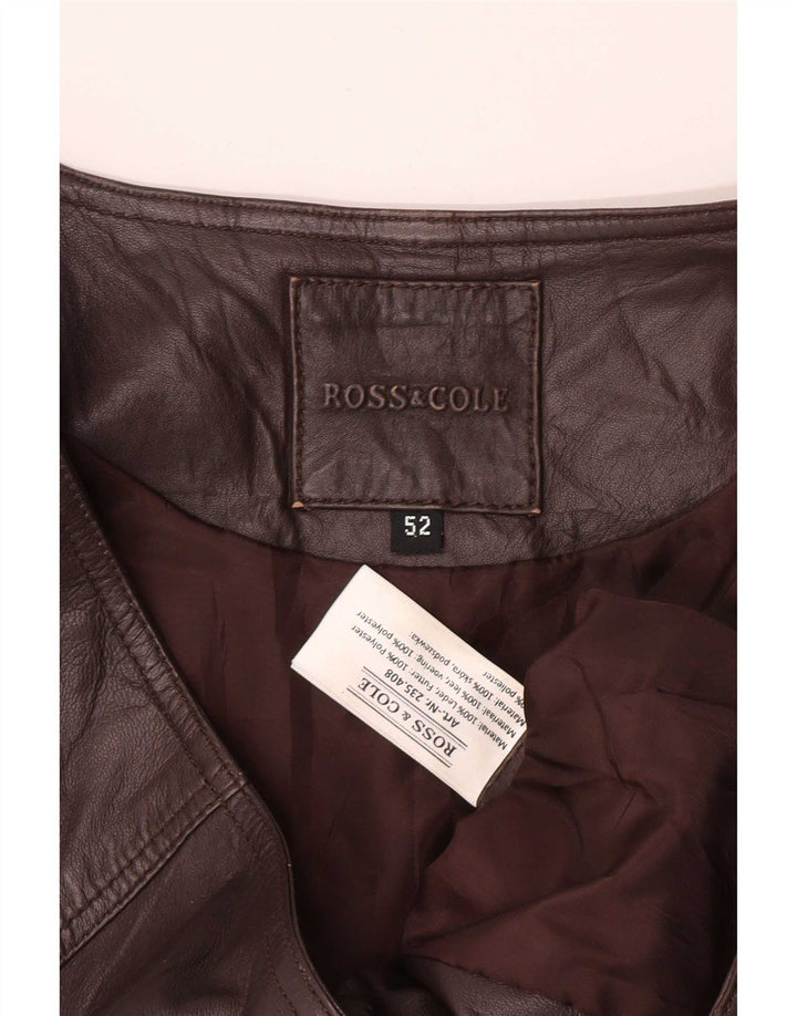 Ross&Cole Mens Leather Waistcoat IT 52 XL Brown