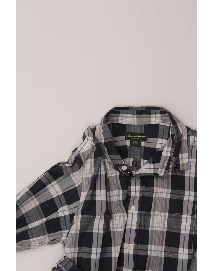 EDDIE BAUER Mens Shirt Large Navy Blue Check Cotton Vintage Eddie Bauer and Second-Hand Eddie Bauer from Messina Hembry 