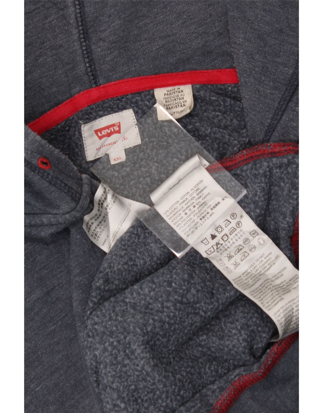 LEVI'S Mens Zip Hoodie Sweater 2XL Blue Cotton Vintage Levi's and Second-Hand Levi's from Messina Hembry 
