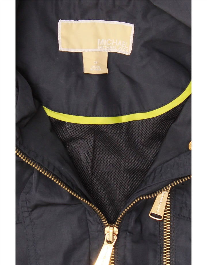 MICHAEL KORS Womens Hooded Utility Jacket UK 6 XS Navy Blue Polyester Vintage Michael Kors and Second-Hand Michael Kors from Messina Hembry 