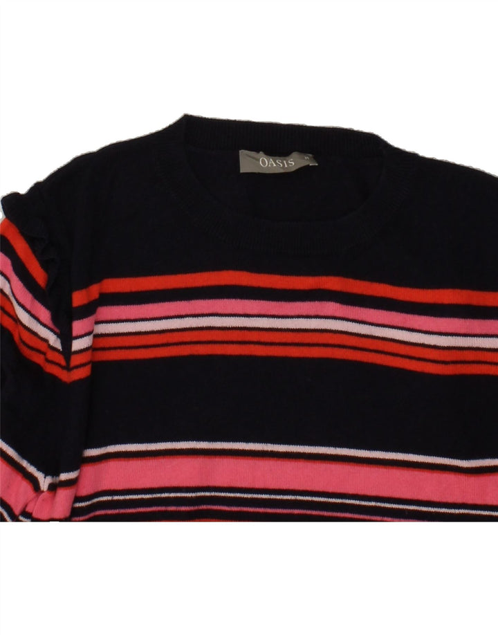 OASIS Womens Crew Neck Jumper Sweater UK 14 Medium Multicoloured Striped Vintage Oasis and Second-Hand Oasis from Messina Hembry 