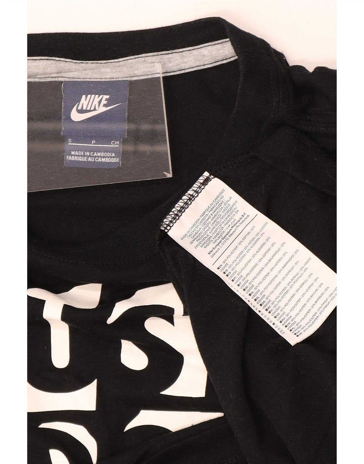 Nike Womens Crop Oversized grafisk T-shirt top UK 10 Lille sort polyester