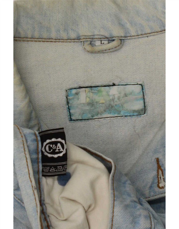 C&A Damen Crop Übergroße Jeansjacke UK 16 Large Blaue Baumwolle
