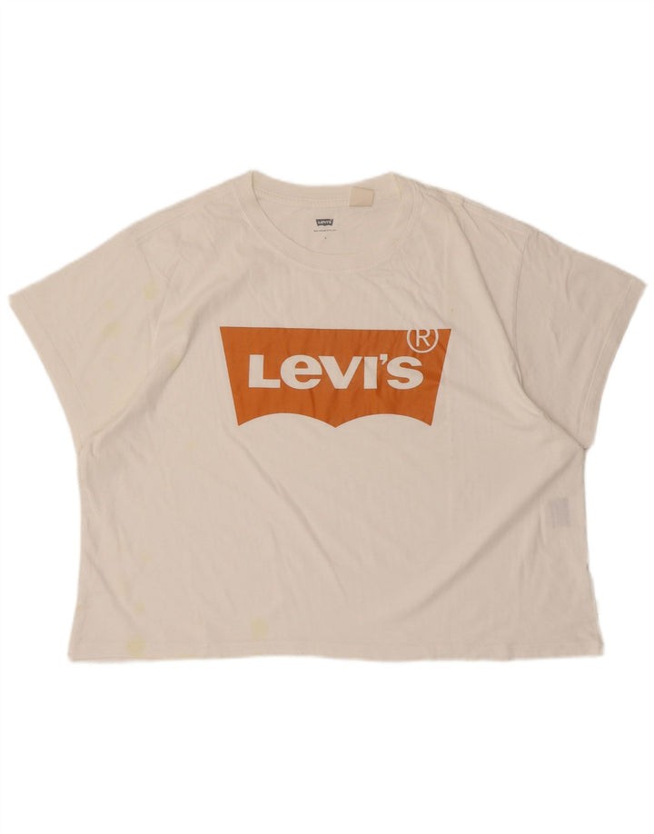 LEVI'S Womens Oversized Graphic T-Shirt Top UK 16 Large White