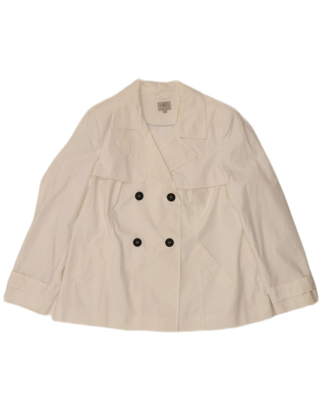 Marks & Spencer Womens Short Trench Coat UK 16 Large White Cotton